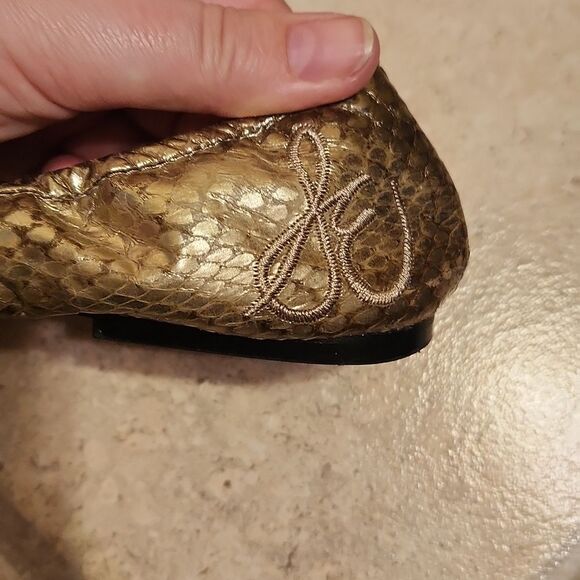Sam Edelman "Felicia" Gold Snakeskin-Print Ballet Flats Size 9.5 - Picture 6 of 11